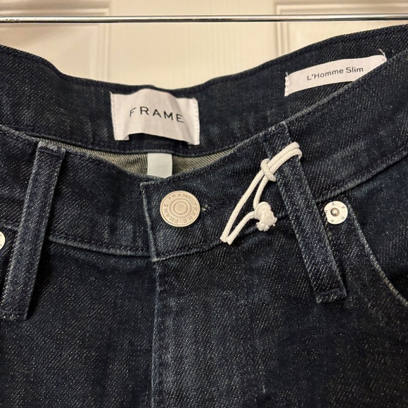 Frame Jeans Mens 34x32 Blue L' Homme Slim Straight Denim Stretch Lowry New - Picture 3 of 5